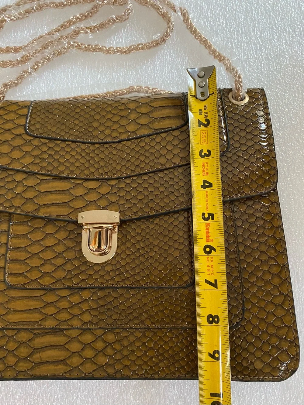 Mellow World Faux Snakeskin Brown Shoulder Bag / Crossbody with Gold Hardware